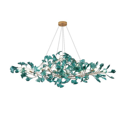 Colorful Glass Ginkgo Leaf Chandelier-Nobipets