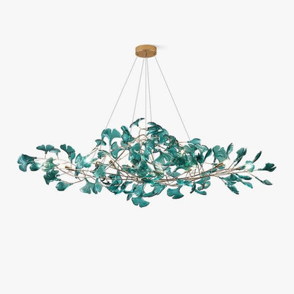 Colorful Glass Ginkgo Leaf Chandelier-Nobipets