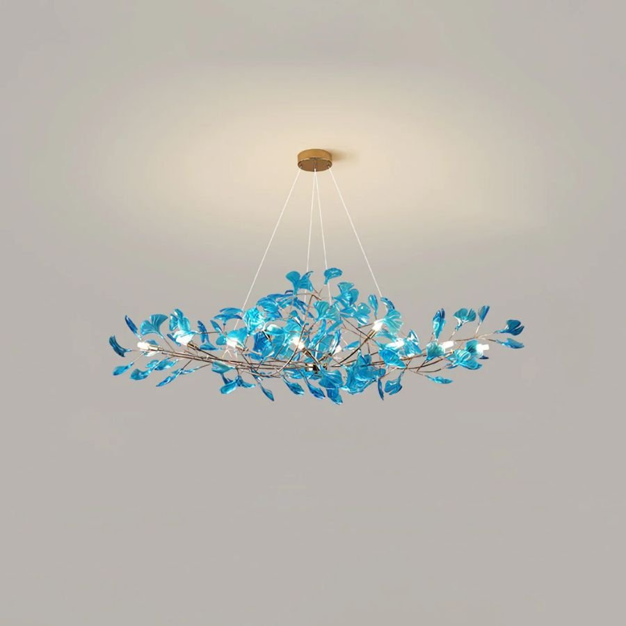 Colorful Glass Ginkgo Leaf Chandelier-Nobipets