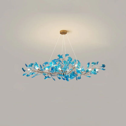Colorful Glass Ginkgo Leaf Chandelier-Nobipets
