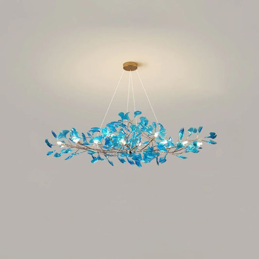 Colorful Glass Ginkgo Leaf Chandelier-Nobipets