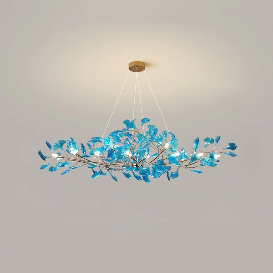 Colorful Glass Ginkgo Leaf Chandelier-Nobipets