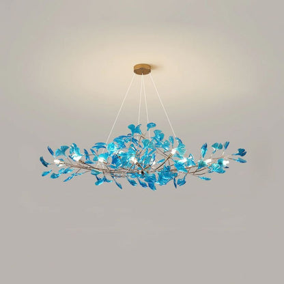 Colorful Glass Ginkgo Leaf Chandelier-Nobipets