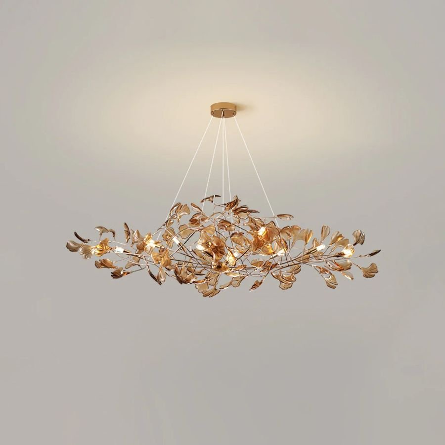 Colorful Glass Ginkgo Leaf Chandelier-Nobipets