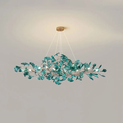 Colorful Glass Ginkgo Leaf Chandelier-Nobipets