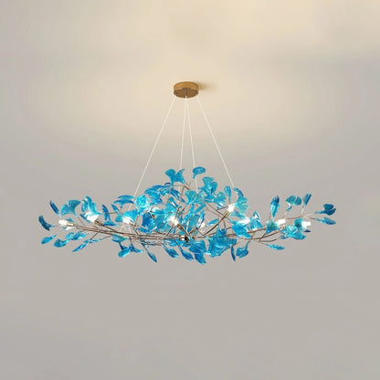 Colorful Glass Ginkgo Leaf Chandelier-Nobipets