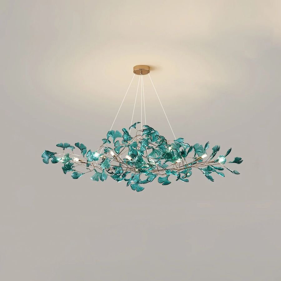 Colorful Glass Ginkgo Leaf Chandelier-Nobipets