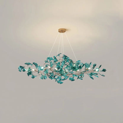 Colorful Glass Ginkgo Leaf Chandelier-Nobipets