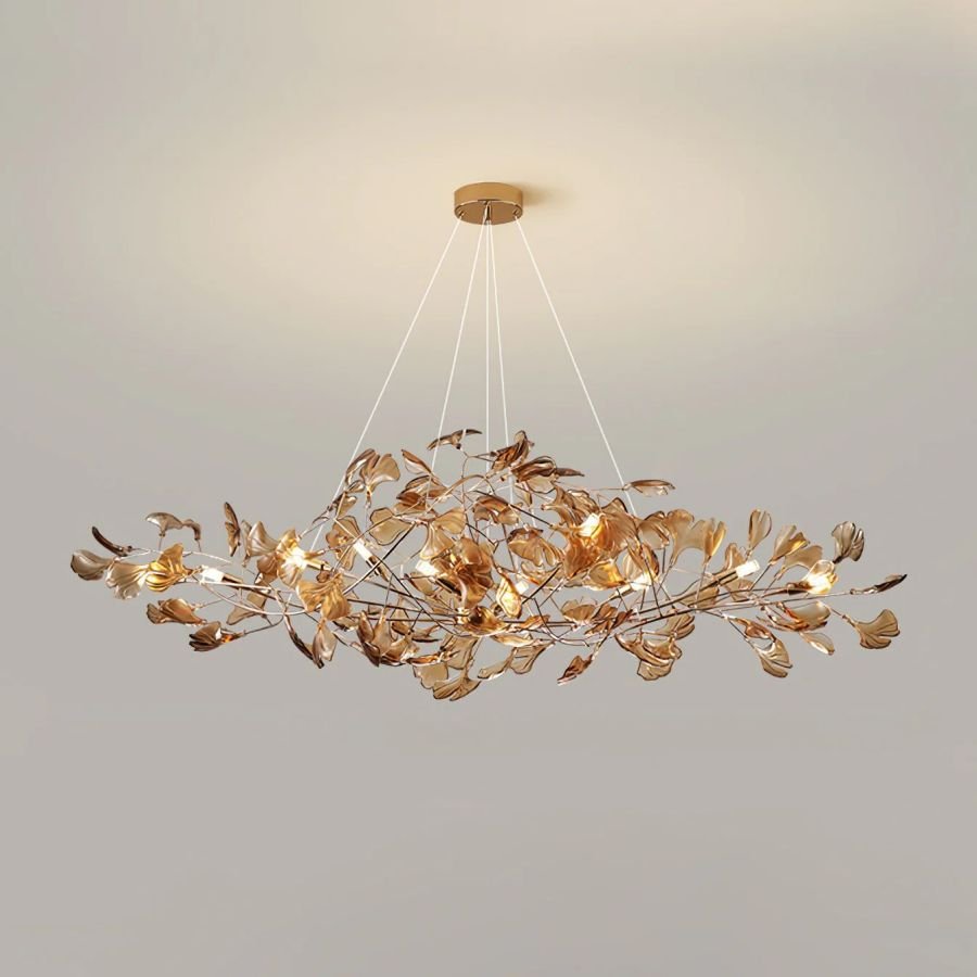 Colorful Glass Ginkgo Leaf Chandelier-Nobipets