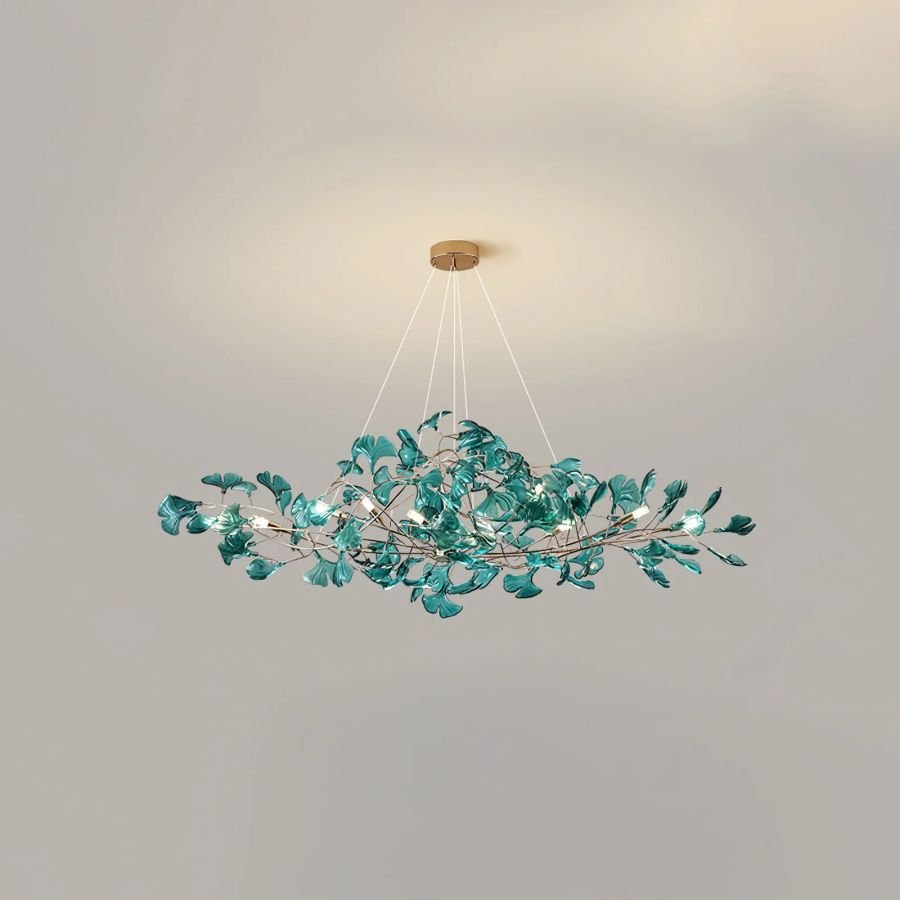 Colorful Glass Ginkgo Leaf Chandelier-Nobipets