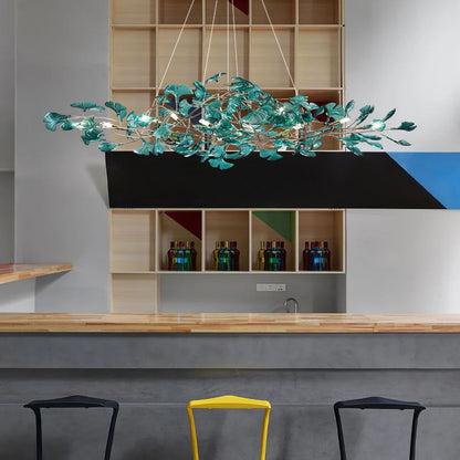 Colorful Glass Ginkgo Leaf Chandelier-Nobipets