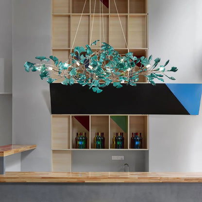 Colorful Glass Ginkgo Leaf Chandelier-Nobipets