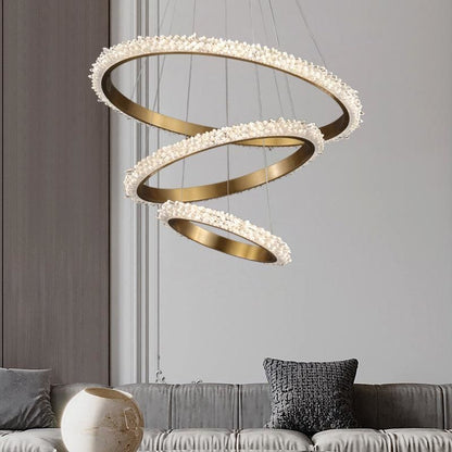 Contemporary K9 Crystal Halo Circle Foyer Chandelier-Nobipets