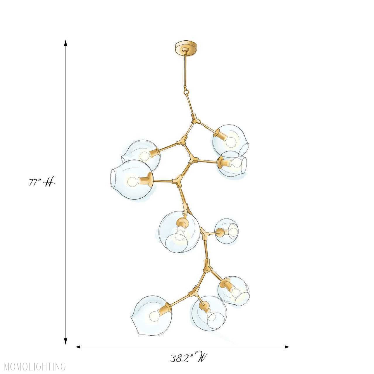 Covington Drop Globe Branching Bubble Chandelier 38''-Nobipets