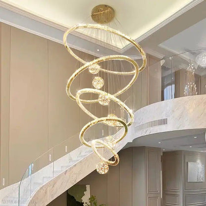 Crispin Crystal Ring Chandelier Foyer-Nobipets
