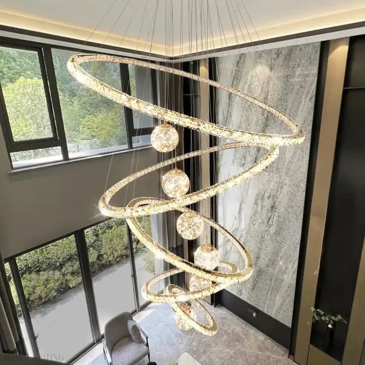 Crispin Crystal Ring Chandelier Foyer-Nobipets