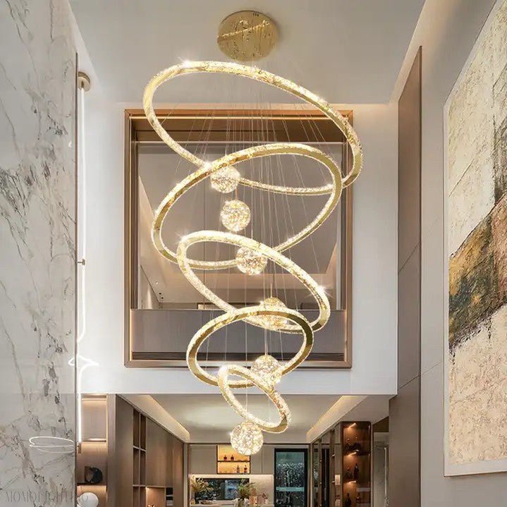 Crispin Crystal Ring Chandelier Foyer-Nobipets