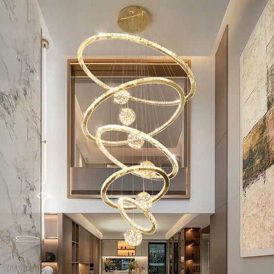 Crispin Crystal Ring Chandelier Foyer-Nobipets