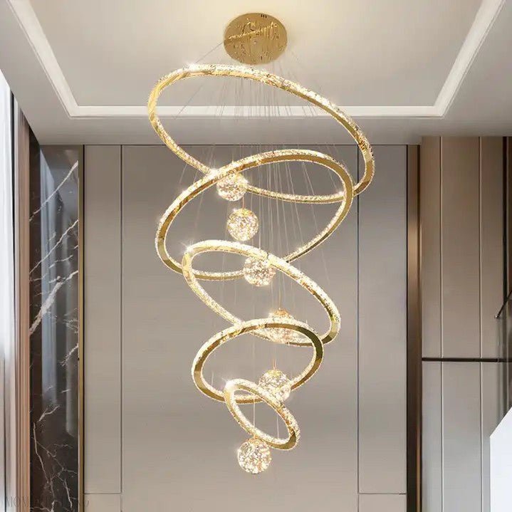 Crispin Crystal Ring Chandelier Foyer-Nobipets
