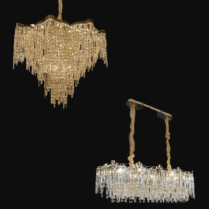 Crystal Tassel Chandelier Set For Living Room/Dining Room and Bedroom-Nobipets