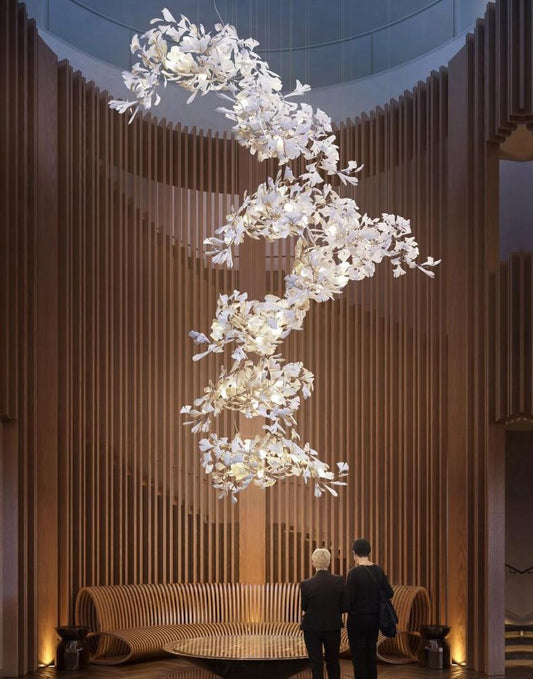 Custom Ceramic Ginkgo Branch Chandelier 193''H-Nobipets
