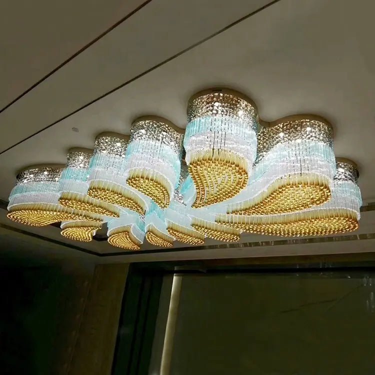 Custom Extra Large Flush Mount Floral Crystal Chandelier for Hotel/Restaurant/Villa-Nobipets