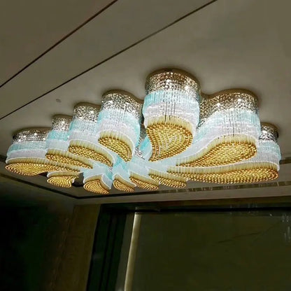 Custom Extra Large Flush Mount Floral Crystal Chandelier for Hotel/Restaurant/Villa-Nobipets