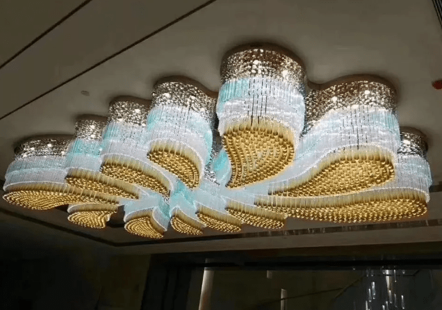 Custom Extra Large Flush Mount Floral Crystal Chandelier for Hotel/Restaurant/Villa-Nobipets