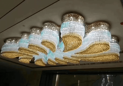 Custom Extra Large Flush Mount Floral Crystal Chandelier for Hotel/Restaurant/Villa-Nobipets