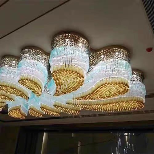 Custom Extra Large Flush Mount Floral Crystal Chandelier for Hotel/Restaurant/Villa-Nobipets