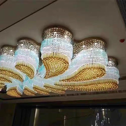 Custom Extra Large Flush Mount Floral Crystal Chandelier for Hotel/Restaurant/Villa-Nobipets