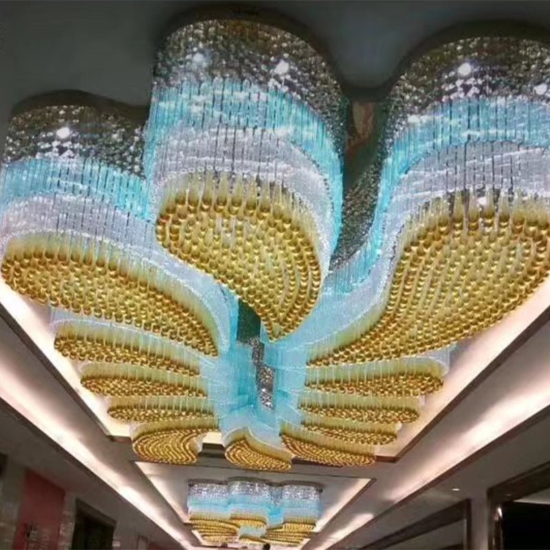 Custom Extra Large Flush Mount Floral Crystal Chandelier for Hotel/Restaurant/Villa-Nobipets
