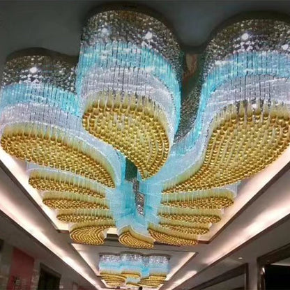 Custom Extra Large Flush Mount Floral Crystal Chandelier for Hotel/Restaurant/Villa-Nobipets