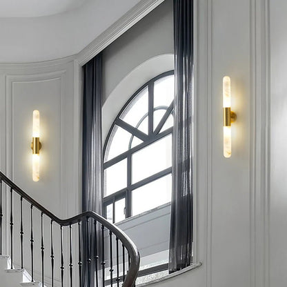 Cylindrical Alabaster Slim Wall Lamp