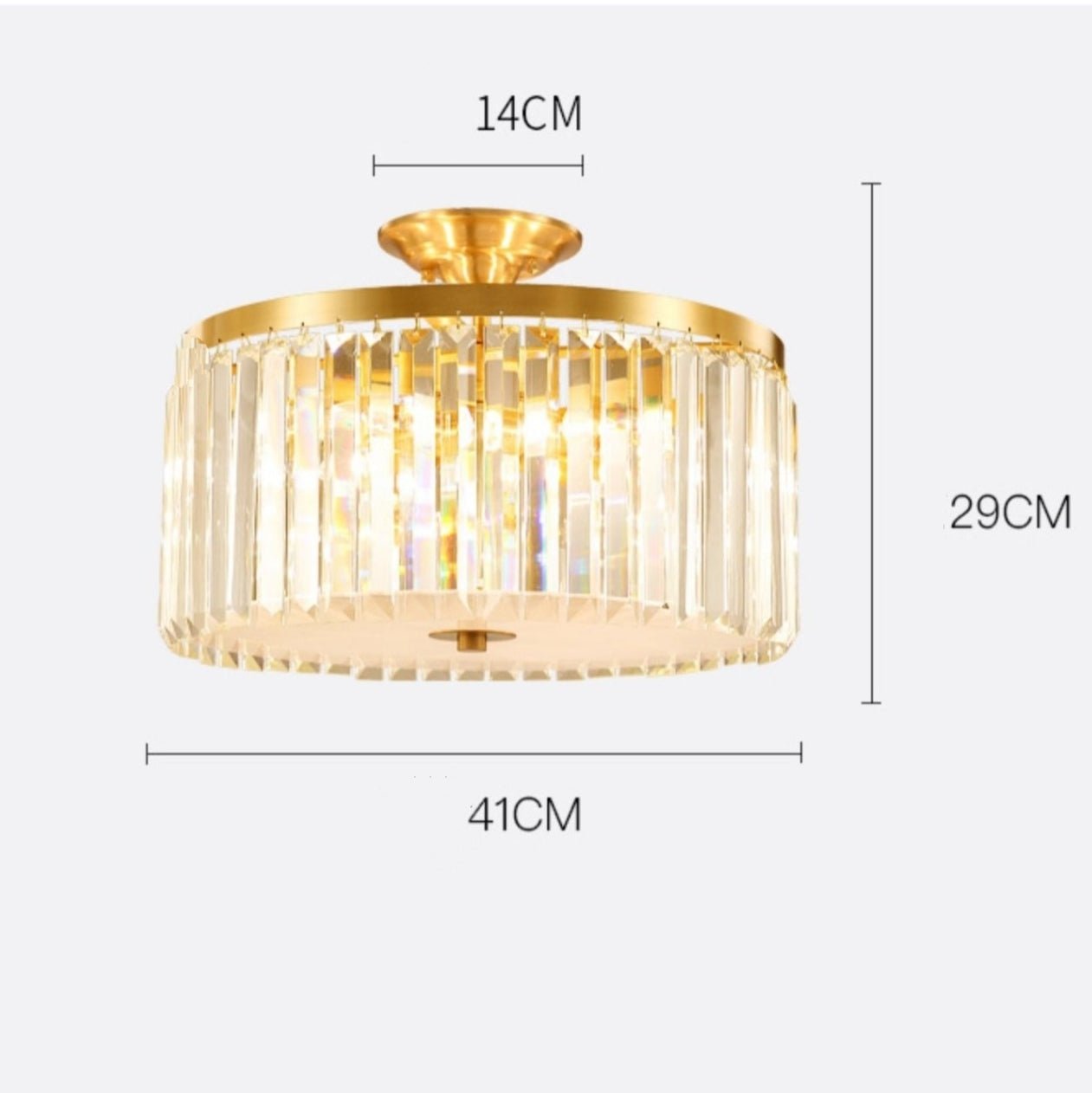 D16" LED Decorative Round Ceiling Lighting Fixture Mini Living/ Bedroom Gold Flush Mount Crystal Chandelier-Nobipets