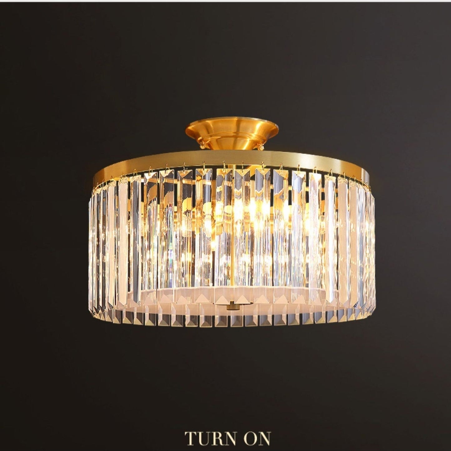 D16" LED Decorative Round Ceiling Lighting Fixture Mini Living/ Bedroom Gold Flush Mount Crystal Chandelier-Nobipets