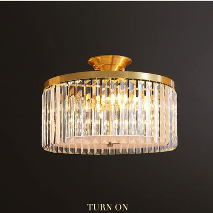 D16" LED Decorative Round Ceiling Lighting Fixture Mini Living/ Bedroom Gold Flush Mount Crystal Chandelier-Nobipets