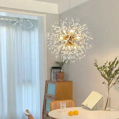 Dandelion Chandelier Sputnik Sphere In Firework Shape Modern Ceiling Light-Nobipets