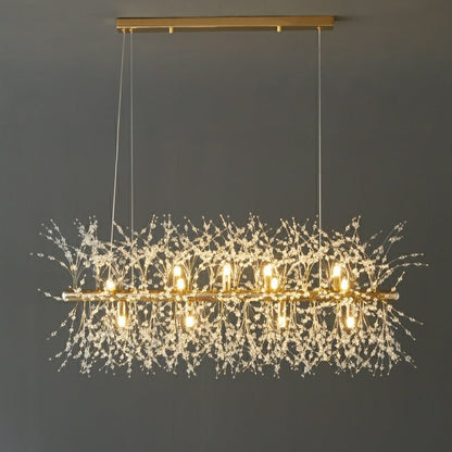 Dandelion Crystal Chandelier Light Firefly/ Glowworm Hanging Lamp Pendant For Rectangle Dining Room-Nobipets