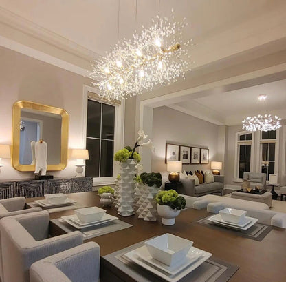 Dandelion Crystal Chandelier Light Firefly/ Glowworm Hanging Lamp Pendant For Rectangle Dining Room-Nobipets