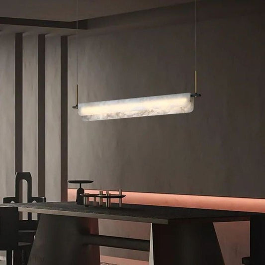 Dapit Alabaster Dining Linear Chandelier 39"-Nobipets