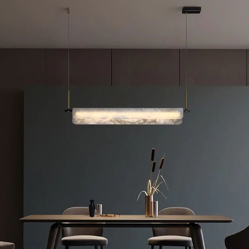 Dapit Alabaster Dining Linear Chandelier 39"-Nobipets