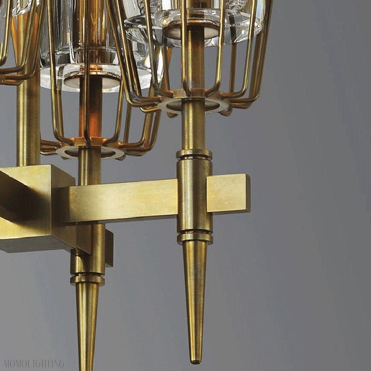 David Glass Round Chandelier Brass-Nobipets