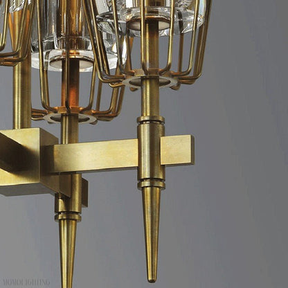 David Glass Round Chandelier Brass-Nobipets