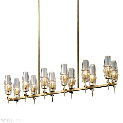 David Glass Round Chandelier Brass-Nobipets