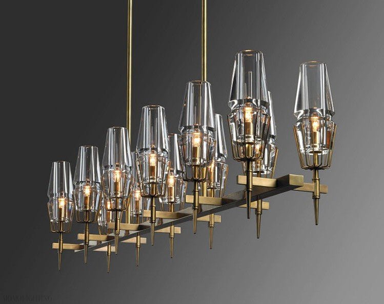 David Glass Round Chandelier Brass-Nobipets