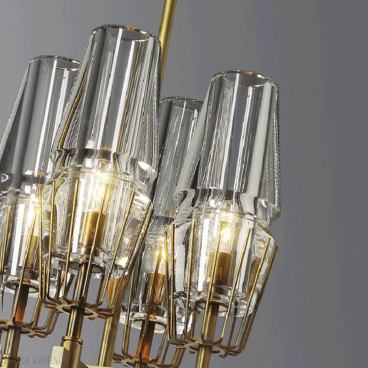 David Glass Round Chandelier Brass-Nobipets