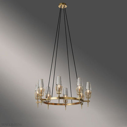 David Glass Round Chandelier Brass-Nobipets
