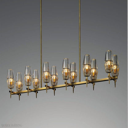 David Glass Round Chandelier Brass-Nobipets