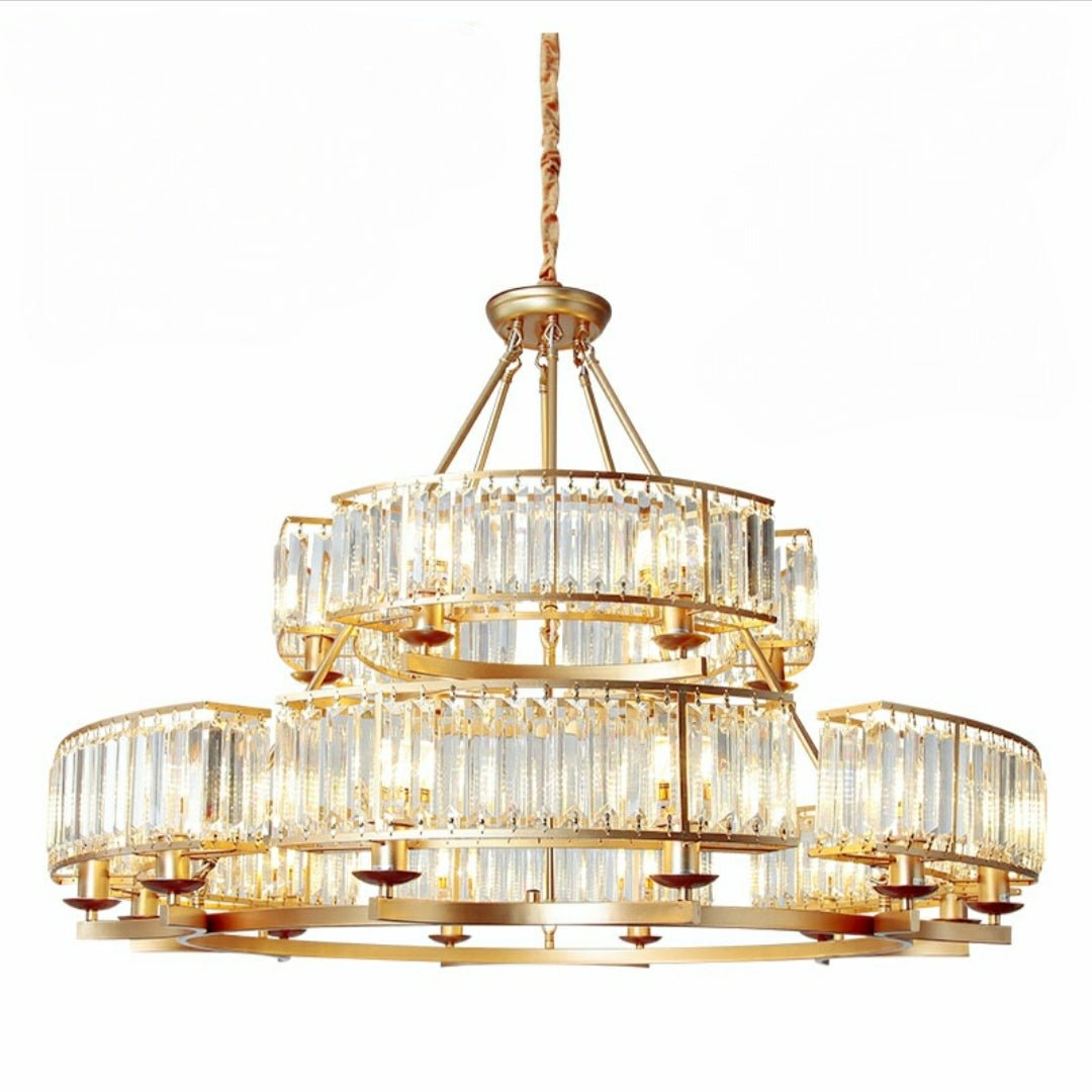Decorative 6/ 8/ 10/ 12-Light Crystal Ceiling Chandelier Triangular Prism Island Light Fixture Metal Shade for Living Room-Nobipets